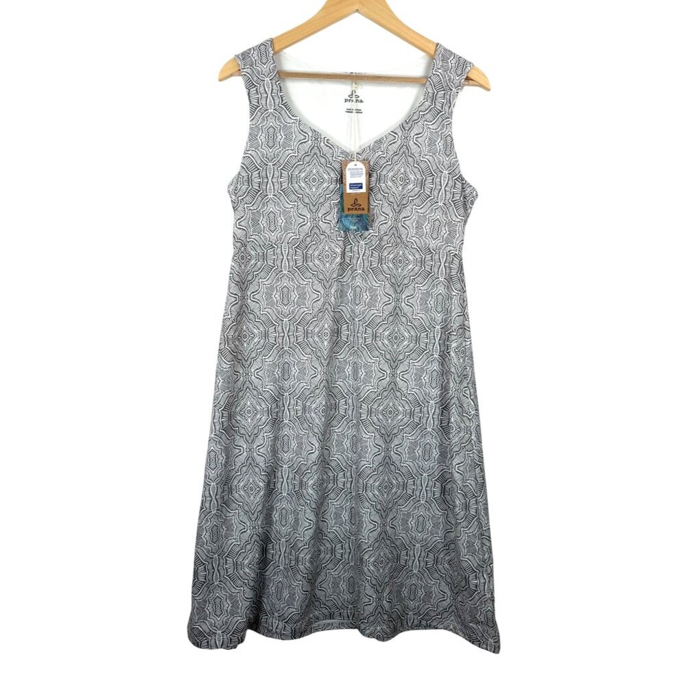 Prana‎ Viana Dress White Spain athleisure hiking grey sz L